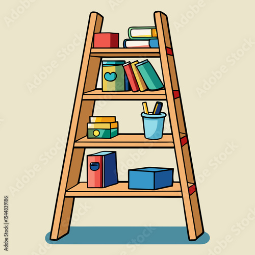 wooden shelf with books