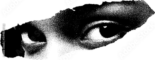 Eerie zombie eye with dripping socket in high contrast black for halloween design