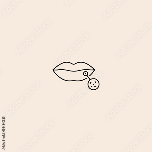 Lip with rash icon flat vector design.