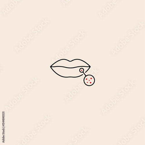 Lip with rash icon flat vector design. 