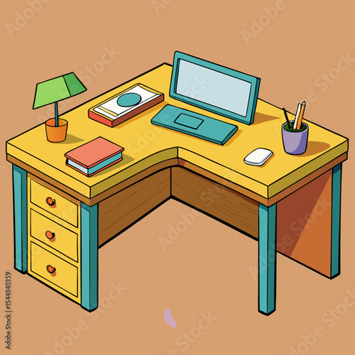 illustration of office desk