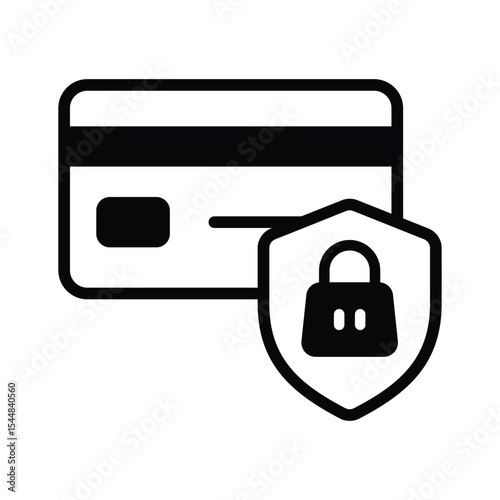 Easy to edit glyph style icon showing secure card with lock
