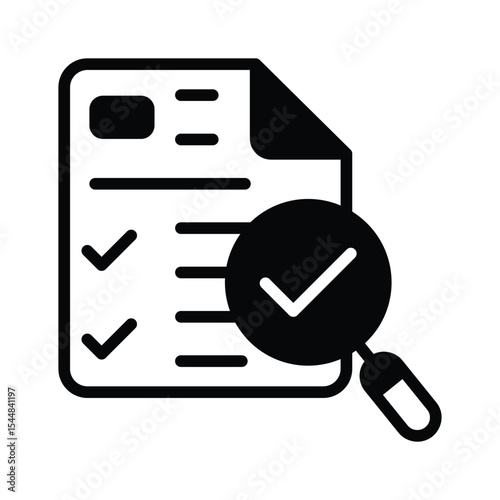 A customizable glyph style icon depicting verification audit