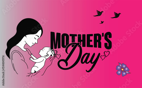 Happy Mother's Day  card and pink background