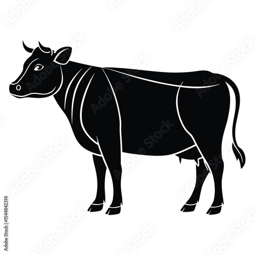 Stylized Silhouette of a Dairy Cow Standing in Profile A Timeless and Artistic Depiction of Agricultural Symbolism