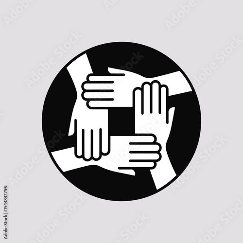 Hands Together Circle Icon Symbolizing Teamwork Unity and Collaboration