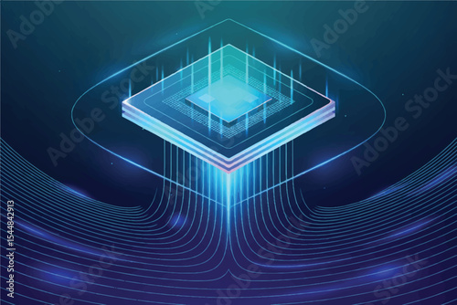 Digital Illustration of a Futuristic Technology Chip