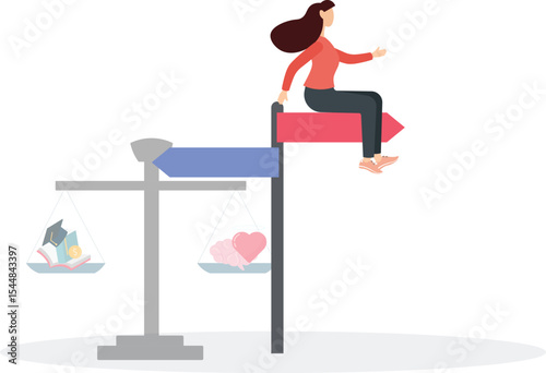 Cognitive biases and psychological mind logic issues.Judgment about career, work or finances versus love, relationship and family.flat character life .