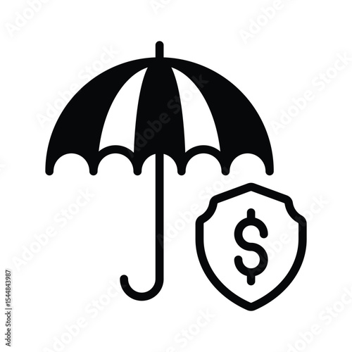A well crafted glyph style icon of money insurance