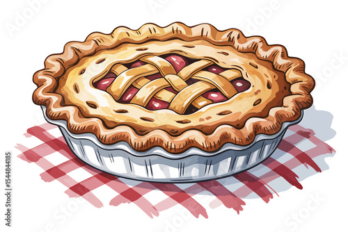 Delicious Homemade Cherry Pie A Sweet Treat Recipe Illustration