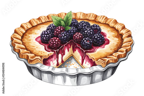 Delicious Blackberry Pie A Sweet Treat Illustration