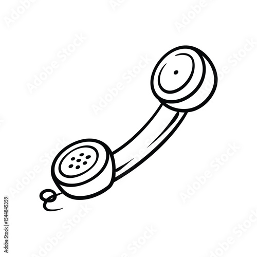 Retro Telephone Handset Black and White Line Art Illustration