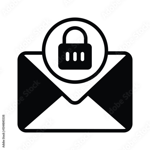 Get this handy glyph style icon showing secure email with lock