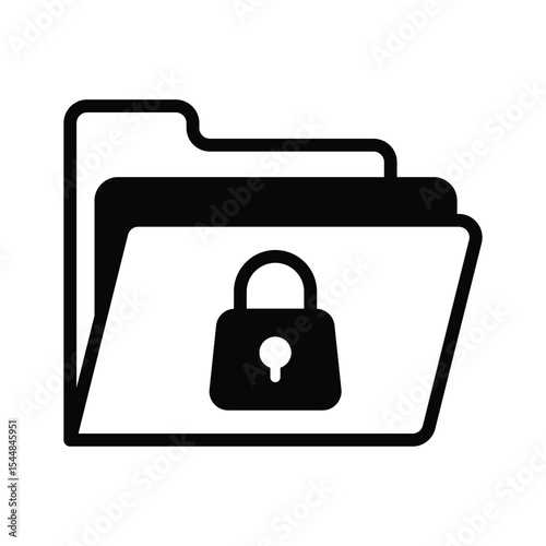Easy to edit glyph style icon showing secure folder with lock