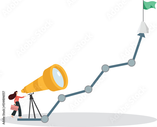 Investment upside potential, economy prediction or forecast, vision or analyze future, business growth or earning increase concept,flat design.illustration with people.