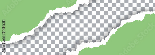 Vector Green Torn Paper On Transparent Background