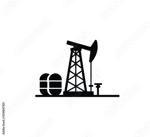 Land oil rig icon vector in black color with white background.