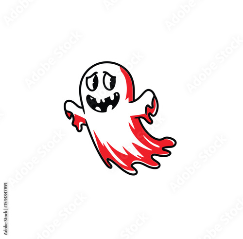 Scared ghost icon vector with white background. Frightened ghost icon.