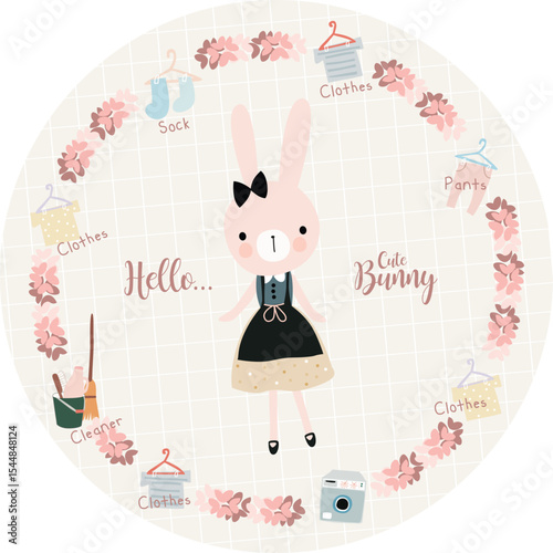cute doodle bunny with background.eps