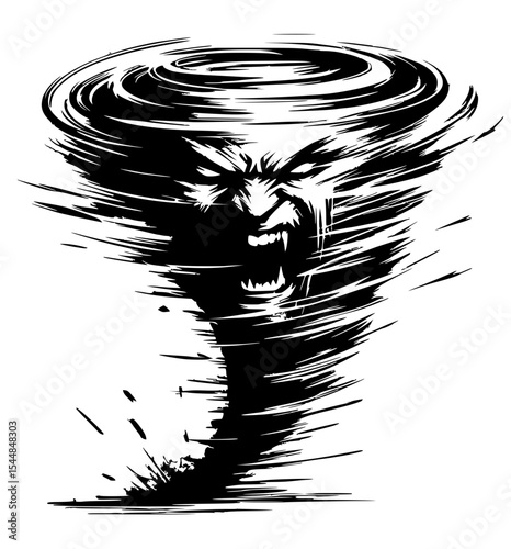 Brutal tornado silhouette