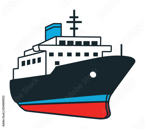 A large passenger cruise ship icon, perfect for maritime travel, luxury vacations, and ocean voyages.