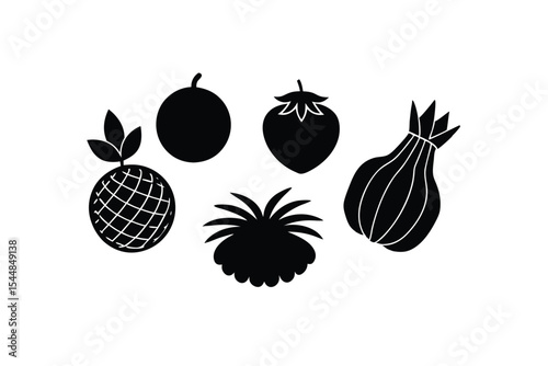 egetables and Fruits Line Art Vector Illustration – Minimal Organic Food Design