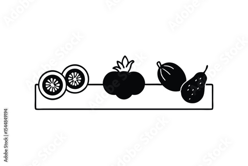 egetables and Fruits Line Art Vector Illustration – Minimal Organic Food Design