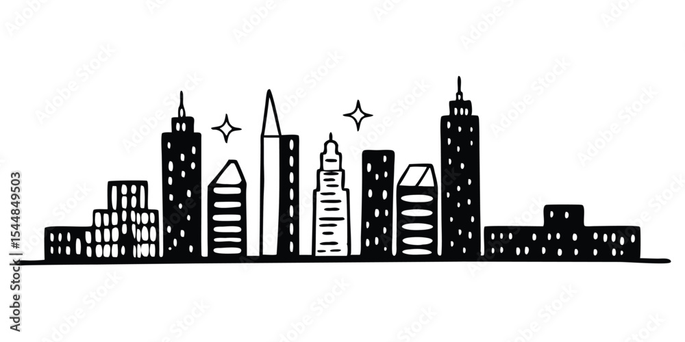 Fototapeta premium silhouette city skyline on white background