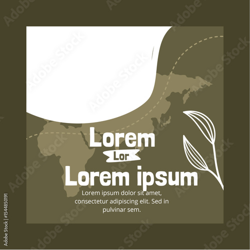 World Map Travel Template Elegant Design for Your Journey Brochure or Postcard