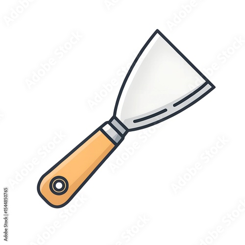 Putty Knife Icon - Spatula Tool Flat Line Vector
