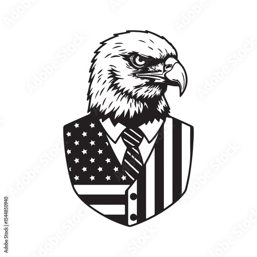 Monochrome American Eagle Embodiment of Patriotism Dignified Representation of National Symbolism and Governmental Power United States of America