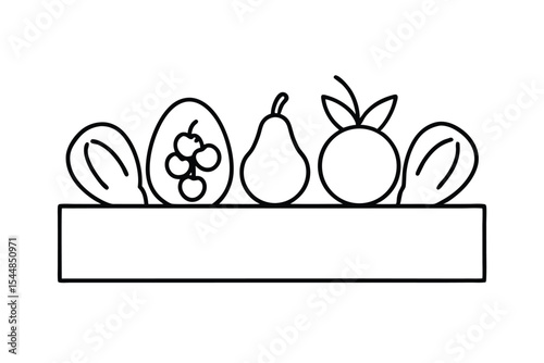 egetables and Fruits Line Art Vector Illustration – Minimal Organic Food Design
