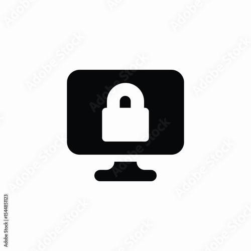 desktop screen lock icon sign vector