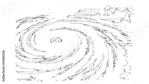 Cyclone vortex shape in sketched storm satellite style vector