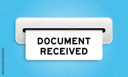 White coupon banner with word document received from machine on blue color background
