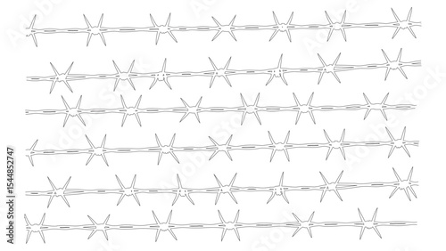 Sharp barbed wire vector set with repeating lines