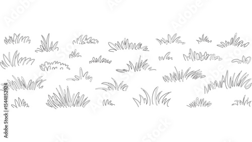 Hand drawn grass clumps in decorative line vector