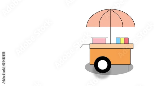 Traditional Street Food Vendor Cart on Sidewalk – Footage Depicting Local Culinary Business, Urban Culture, and Mobile Food Selling Concepts