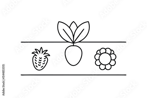 egetables and Fruits Line Art Vector Illustration – Minimal Organic Food Design