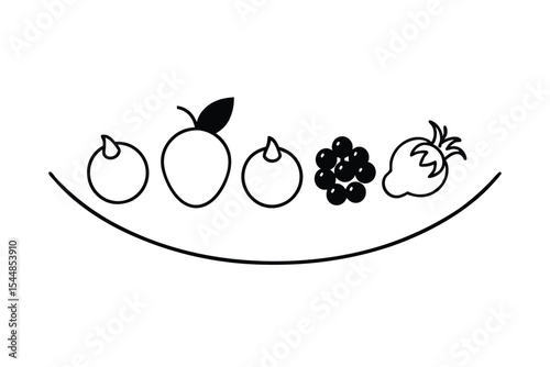egetables and Fruits Line Art Vector Illustration – Minimal Organic Food Design