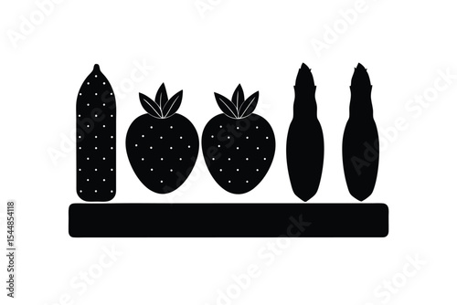 egetables and Fruits Line Art Vector Illustration – Minimal Organic Food Design