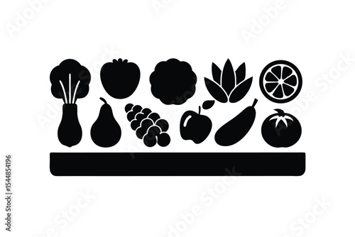 egetables and Fruits Line Art Vector Illustration – Minimal Organic Food Design
