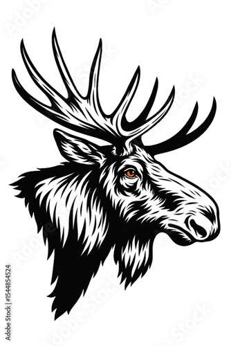 Majestic moose head profile illustration representing wildlife against a transparent background
