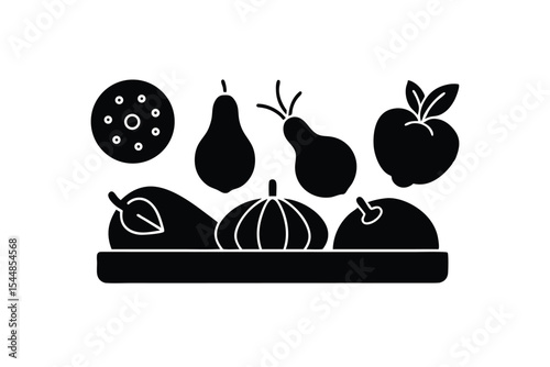 egetables and Fruits Line Art Vector Illustration – Minimal Organic Food Design