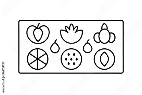 egetables and Fruits Line Art Vector Illustration – Minimal Organic Food Design