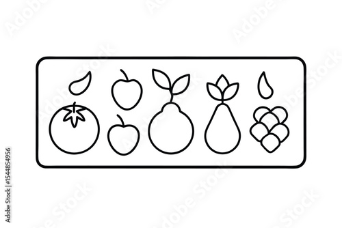 egetables and Fruits Line Art Vector Illustration – Minimal Organic Food Design