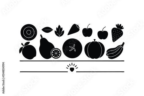 egetables and Fruits Line Art Vector Illustration – Minimal Organic Food Design