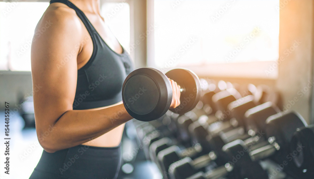 Naklejka premium Kobieta ćwicząca na siłowni trening siłowy dla kobiet
