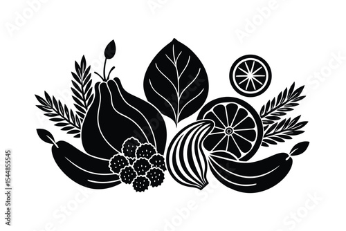 egetables and Fruits Line Art Vector Illustration – Minimal Organic Food Design