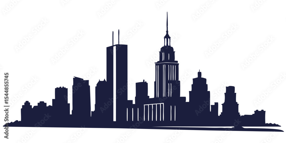Fototapeta premium silhouette city skyline on white background
